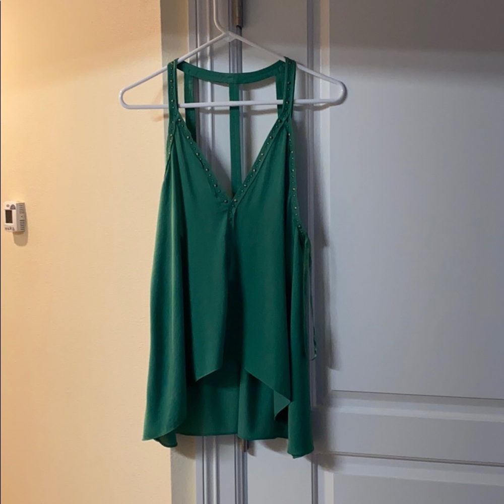 Green silk top
